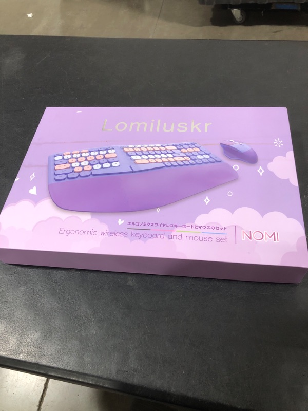 Photo 1 of Wireless Ergonomic Keyboard and Mouse Combo with PU Wrist Rest, Carpal Tunnel Keyboard, 2.4G Colorful Split Ergo Keyboard, Comfortable Natural Typing, Compatible with PC/Laptop (Purple)