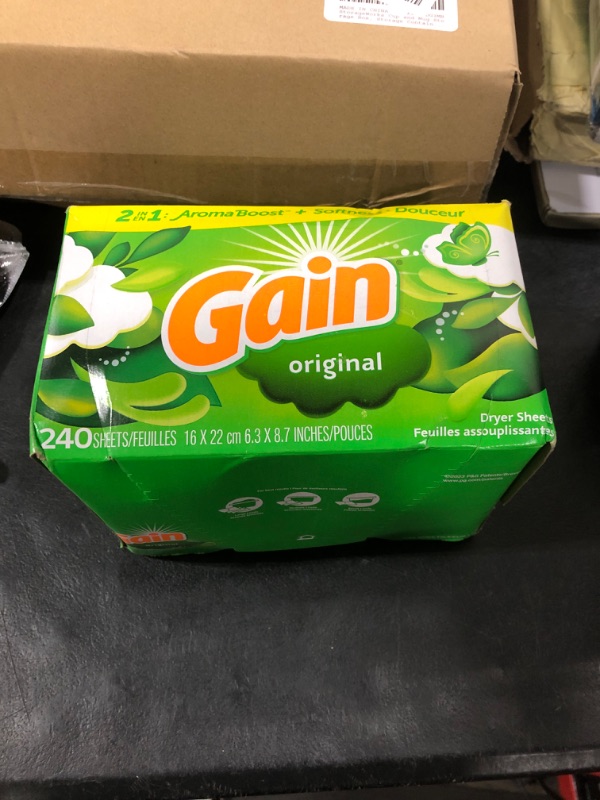 Photo 1 of Gain Dryer Sheets Plus Wrinkle Release, Original Scent, 240 Count, Fights Static With a Touch of Scent, Laundry Sheets