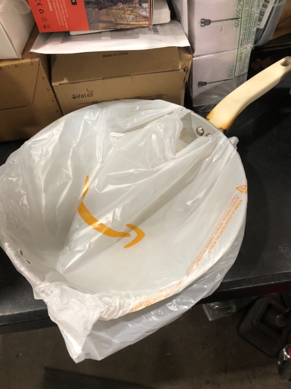 Photo 1 of Gibson Home Barnsdall Large 12 Inch Aluminum Fry Pan Cookware Non-Toxic Premium Ceramic Non Stick Frying Pan, Kitchen Egg Pan, Omelet Pan, Always Pan, Pots and Pans, Linen White, Induction Safe