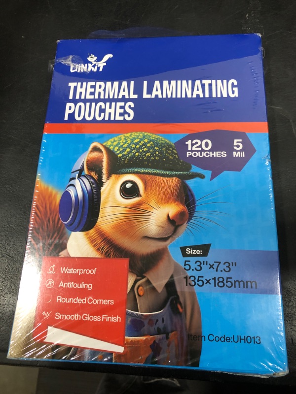 Photo 1 of Uinkit Photo Laminating Pouches 5x7 inches 5mil Thickness Extra Protection 120Pack Thermal Laminating Sheets Professional Quality,Glossy Clear Laminator Pouch Rounded Corner