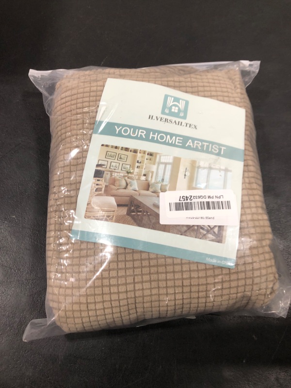 Photo 1 of H.VERSAILTEX Super Stretch Individual Seat Cushion/Couch Slipcover Sets Thick Jacquard Textured Twill Fabric (3 Piece Sofa Covers, Sand)