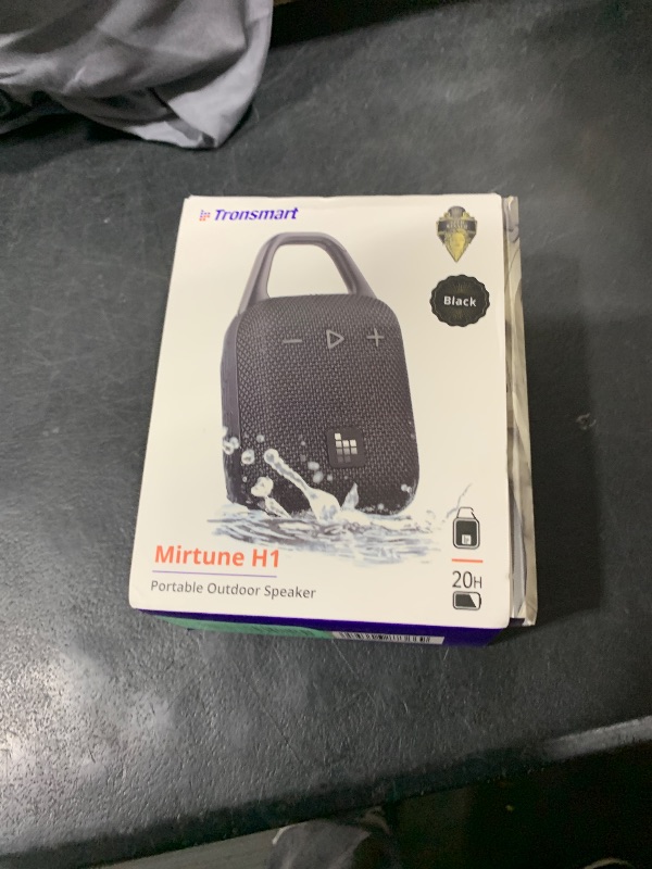 Photo 1 of Tronsmart Mirtune H1 Outdoor Bluetooth Speaker, Portable Speaker, 20H Playtime, Loud Sound and Punchy Bass, Integrated Carabiner, IPX7 Waterproof, Customize EQ, BT 5.3 for Cycling, Hiking(Black)