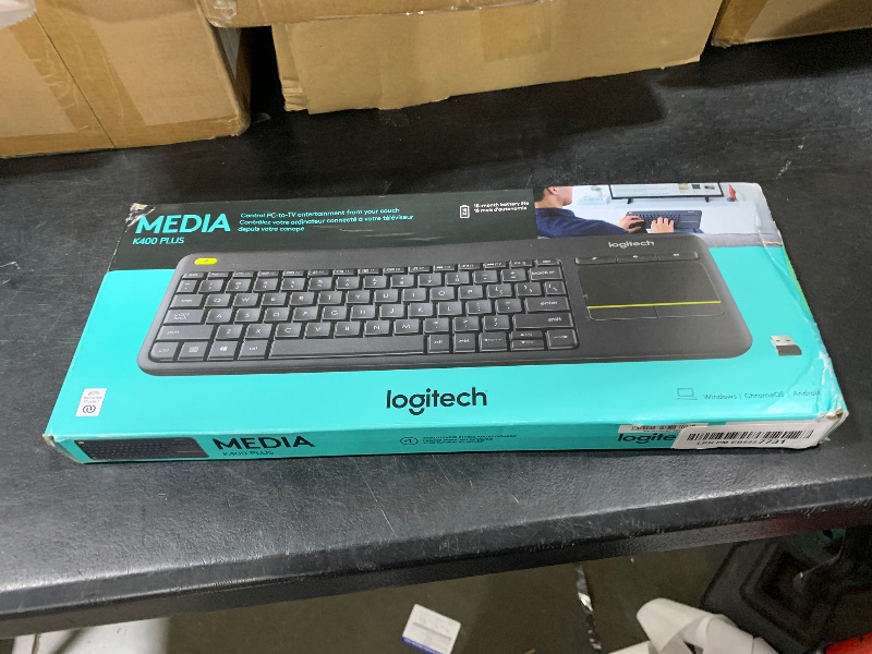 Photo 1 of Logitech K400 Plus Wireless Touch TV Keyboard With Easy Media Control and Built-in Touchpad, HTPC Keyboard for PC-connected TV, Windows, Android, ChromeOS, Laptop, Tablet - Black