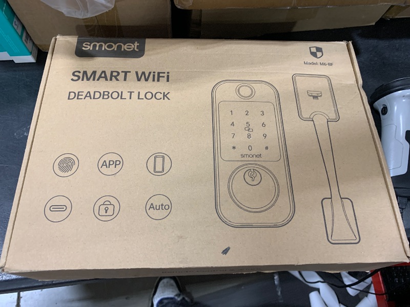 Photo 1 of Keyless Entry Door Lock Deadbolt with Handle Set - SMONET Fingerprint WiFi Smart Deadbolt, Digital Remote Control Keypad Bluetooth Alexa Lockset with Auto Lock Code Fob App Silver