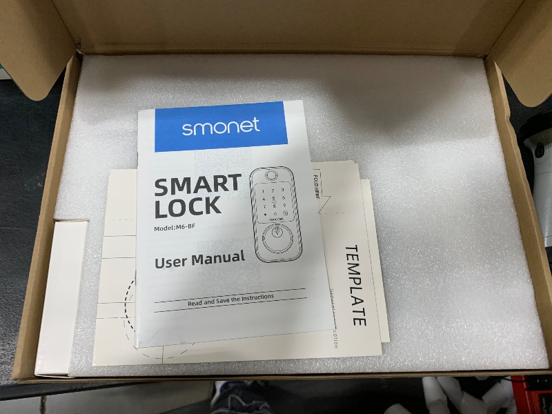Photo 1 of Keyless Entry Door Lock Deadbolt with Handle Set - SMONET Fingerprint WiFi Smart Deadbolt, Digital Remote Control Keypad Bluetooth Alexa Lockset with Auto Lock Code Fob App Silver