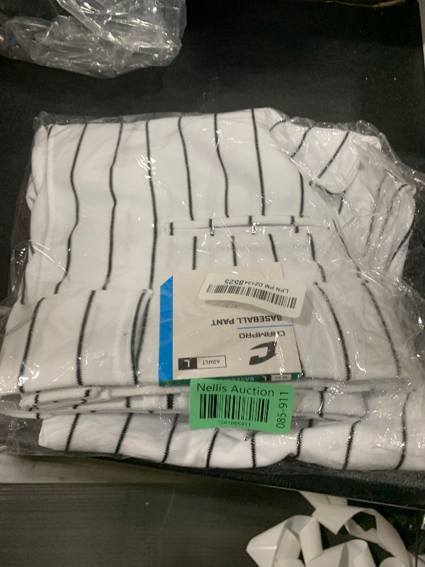 Photo 1 of CHAMPRO Men' Champro Adult Pinstripe Ob Triple Crown Open Bottom Baseball Pant, White, Black, Medium US