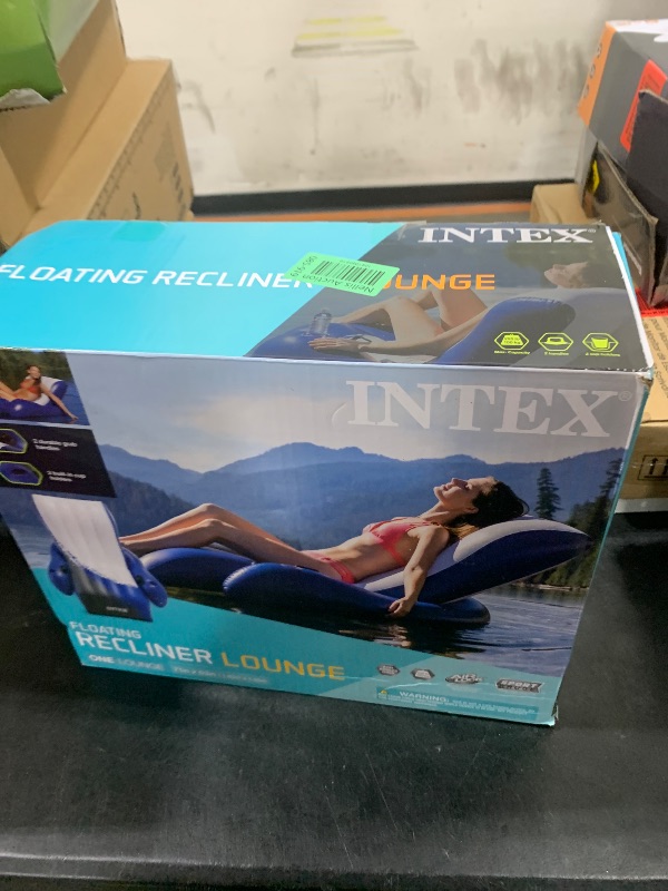 Photo 1 of Intex Inflatable Lounge Pool Recliner Lounger Chair with Cup Holders - Heavy-Duty Float Raft for Adults, 220 Lb Capacity Large Floating Tanning Chair