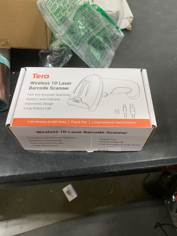 Photo 1 of Tera Barcode Scanner Wireless 1D Laser Cordless Barcode Reader with Battery Level Indicator, Versatile 2 in 1 2.4Ghz Wireless and USB 2.0 Wired