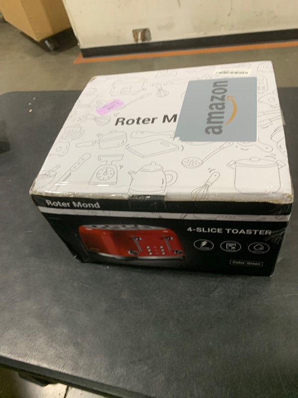 Photo 1 of Roter Mond 4 Slice Toaster Retro Stainless Steel with Bagel Defrost Cancel Function, 6 Browning Settings, Extre Wide Slot and Removable Crumb Tray, Green, ST033