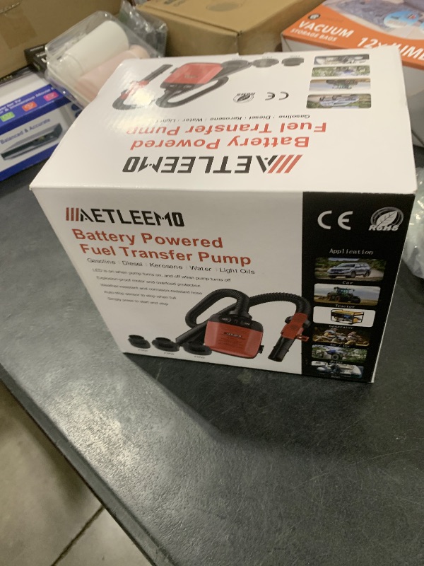 Photo 1 of AETLEEMO Automatic Fuel Transfer Pump with Auto-Stop Sensor(2.4 GPM), Flexible Intake Hose Fits Most Irregular Gas Cans for Gasoline Diesel Kerosene & More