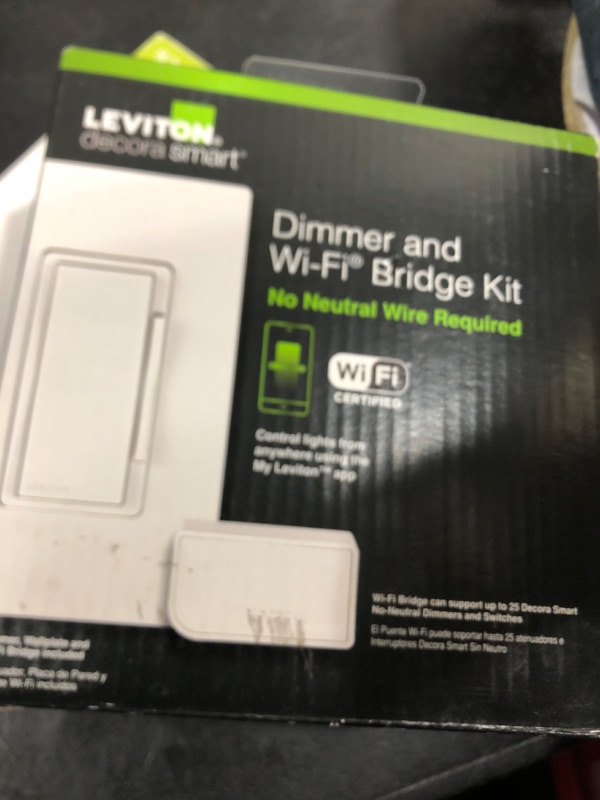 Photo 1 of Leviton Decora Smart No-Neutral Dimmer & Wi-Fi Bridge Kit for Older Homes Without a Neutral Wire (Works with My Leviton App for controlling light)
