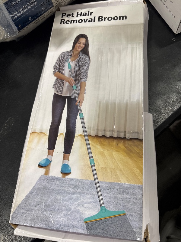 Photo 1 of Eaersan Carpet Rake for Pet Hair Removal - Reusable Pet Hair Remover, 60” Adjustable Long Handle Cat Dog Carpet Rake Scraper, Dog Hair Rake Brush for Rugs, Mats, Couch, Furniture