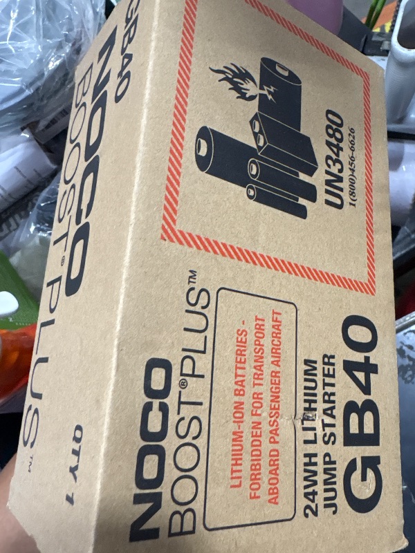 Photo 1 of NOCO Boost GB40: 1000A UltraSafe Jump Starter – 12V Lithium Battery Booster Pack, Portable Jump Box, Power Bank & Jumper Cables - for 6.0L Gas and 3.0L Diesel Engines