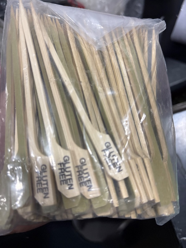 Photo 1 of BambooMN Flat Sticks Bamboo Kebab Food Drink Skewers - 10" - 100pcs