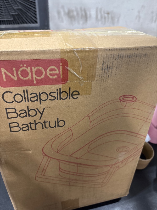Photo 1 of napei Collapsible Baby Bathtub,Baby Bath Tub with Soft Cushion & Thermometer,Baby Bathtub Newborn to Toddler 0-36 Months,Portable Travel Baby Tub
