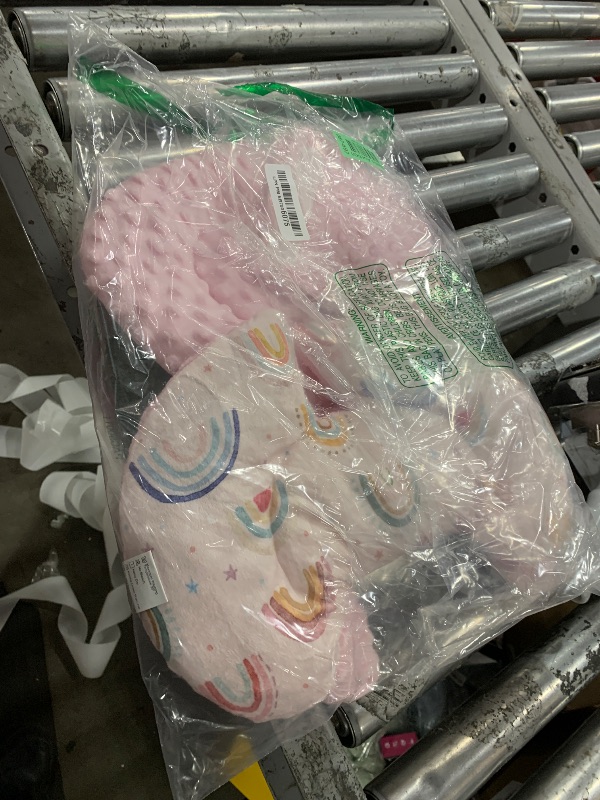 Photo 1 of CARUILI Infant Car Seat Insert Cushion, Super Soft Baby Car Seat Head Support & 2 Straps Pads, Reversible Preemie Newborn Carseat Insert, Fit Car Seat, Stroller, Infant Bouncer, Pink Rainbow
