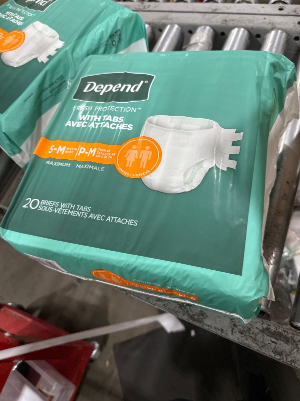 Photo 1 of Depend Protection with Tabs, Maximum Briefs S/M, 20 Count 19-34 in Waist