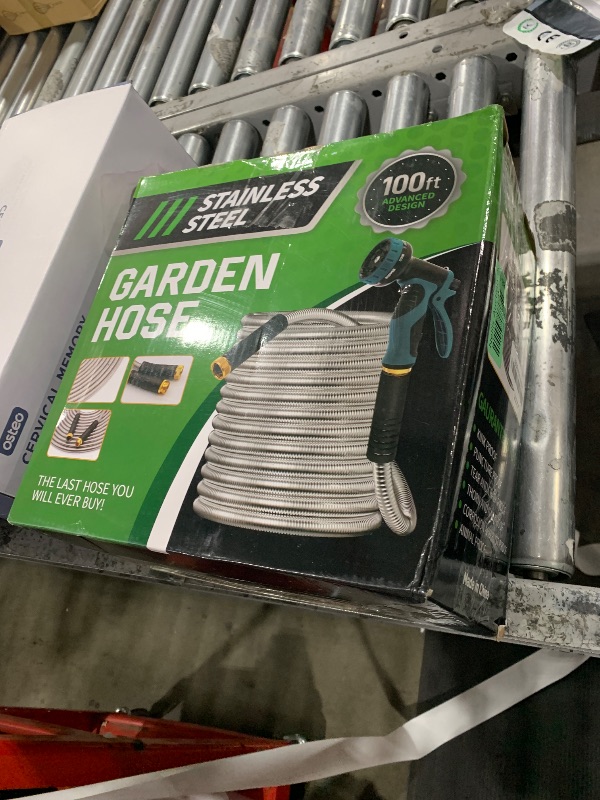 Photo 1 of Advinski Garden Hose 100FT, Water Hose with 10 Function Nozzle, Garden Hose Metal with Leak-proof Connectors, No-Kink, Lightweight, Puncture-proof, Pet-proof, Sturdy, 550PSI, Hose for Outdoor, Yard