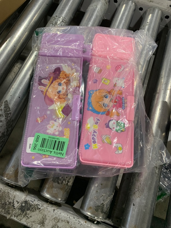 Photo 1 of ?2Pack?Pop Up Multifunction Pencil Case for Girls and Boys, Cute Cartoon Pen Box Organizer Stationery with Lock, Sharpener, Schedule, Whiteboard, School Supplies, Best Gifts for Kids (Purple+Pink)