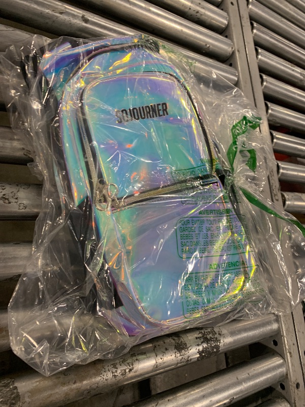 Photo 1 of SOJOURNER Rave Hydration Pack Backpack - 2L Water Bladder Included for Festivals, Raves, Hiking, Biking, Climbing, Running and More (Holographic - Blue)