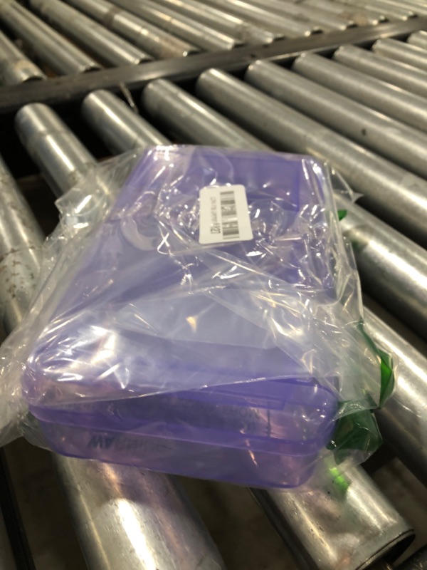 Photo 1 of Double Layer Large Capacity Pencil Case, Translucent Plastic Hard Pencil Boxes with Snap-tight Lid, School Office Supplies Storage Box for Stationery, Pen, Crayon (Purple, 1 Pack)