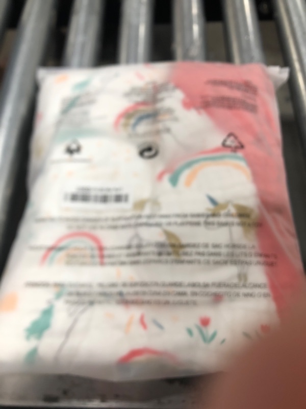 Photo 1 of J-pinno Rainbow Unicorn Happy Playing Muslin Blanket Reversible 100% Cotton 6 Layer Quilt Bed Blanket Soft Warm Throw Sofa Couch Toddler Kids Cartoon Travel Coverlet Sheet (Rainbow, Crib 46" X 56")