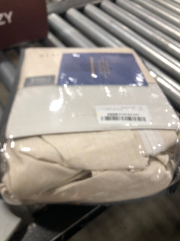 Photo 1 of 100% Blackout Shield Linen Blackout Curtains for Bedroom 96 Inches Long, Back Tab/Rod Pocket Living Room Drapes, Thermal Insulated Blackout Curtains 2 Panels Set, 50" W x 96" L,Cream