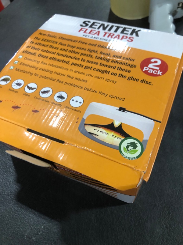 Photo 1 of Flea Traps for Inside Your Home, 2 Pack Flea Trap with Sticky Pads Refills & Light Bulb Replacement, Odorless Natural Indoor Bed Bug Light Killer Insect Infestation Treatment Trap for Kids Pet
