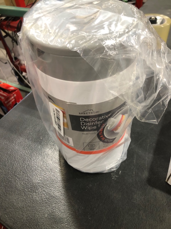 Photo 1 of Spectrum Disinfecting Wipes Container with Push Button Lid - Refillable Dispenser for Bathroom, Kitchen, Classroom, Countertop, & Home - Stainless Steel & Rust-Resistant Disinfectant Wipes Holder