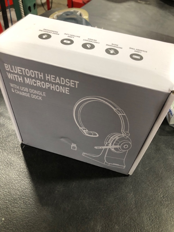 Photo 1 of NOTESNEE V5.3 Wireless Headset with Mic for Work, 45Hrs Computer Headset with Microphone, Bluetooth Headphones with Noise Cancelling Mic, Charging Base, USB Dongle & Mute Button for PC, Skype, Zoom