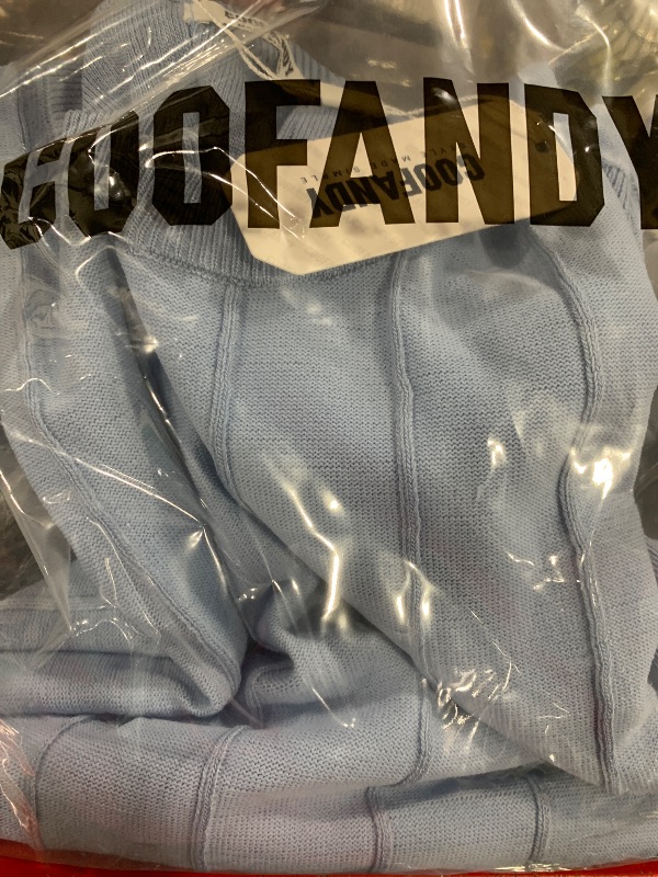 Photo 1 of COOFANDY Men's T- Shirts Short Sleeve Knit Sweater Shirt Casual Crewneck Ribbed Pullover Tees Denim Blue size Large