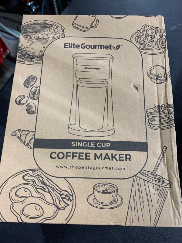 Photo 1 of Elite Gourmet EHC114 Personal Single-Serve Compact Coffee Maker Brewer Includes 14Oz. Thermal Travel Mug with Stainless Steel Interior, Compatible with Coffee Grounds, Reusable Filter, Black