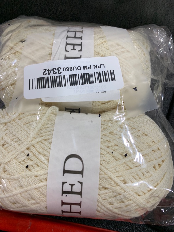 Photo 1 of KITHED Cotton Yarn?10.5oz?526yard?3 Pack ?Soft Yarn for Crocheting and Knitting (01 Milk White)