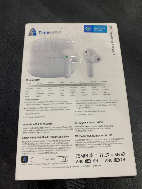 Photo 1 of Timekettle M3 Language Translator Earbuds, Two-Way Translator Device with APP for 40 Languages and 13 Offline Translation Packs, Fast Reaction with Revolutionary Al Semantic Tech (Offline Version)