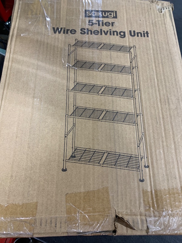 Photo 1 of Sakugi Storage Shelves - 5 Tier Shelf Organizer, Heavy Duty Garage Shelving Unit with Leveling Feet, Stable Metal Shelves Organizer for Pantry, Kitchen and Closet, 33.0" W x 12.6" D x 72.0" H, Black