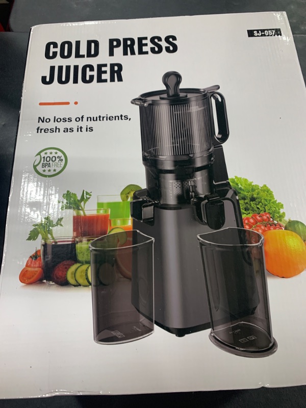 Photo 1 of Juicer Machines with 5.8" Large Feed Chute, Cold Press Juicer For Whole Vegetables and Fruits, 400W Professional Slow Masticating juicer Easy to Clean for Batch Juicing (Titanium Gray)