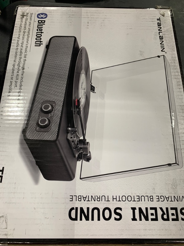 Photo 1 of Vintage Vinyl Record Player 3 Speed Belt Driven Bluetooth Turntable with HiFi Speakers & Adjustable Counterweight, Portable Retro LP Player for Home Deco and Gift, AUX in/RCA Line Out, White