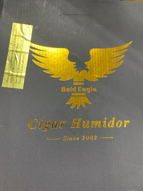 Photo 1 of Bald Eagle Handmade Cigar Humidor, Cedar Cigar Desktop Box with Humidifier and Hygrometer, Glass Top for 25 Cigars (20-25 Cigars)