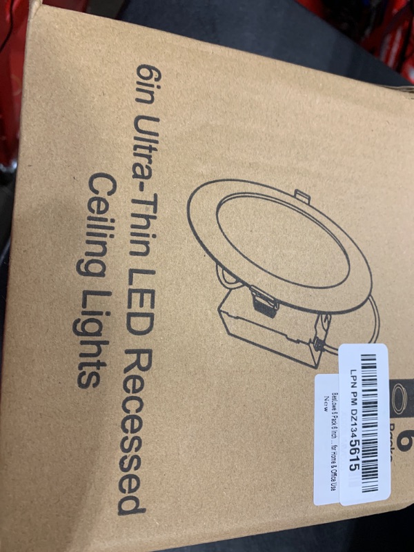 Photo 1 of BesLowe 6 Packs 6 Inch 5CCT LED Recessed Ceiling Lights Ultra-Thin with Junction Box, 12W 150W Eqv, 3000K/3500K/4000K/5000K/6500K, 1200LM Dimmable Canless Downlights for Kitchen Hallway Dining Room