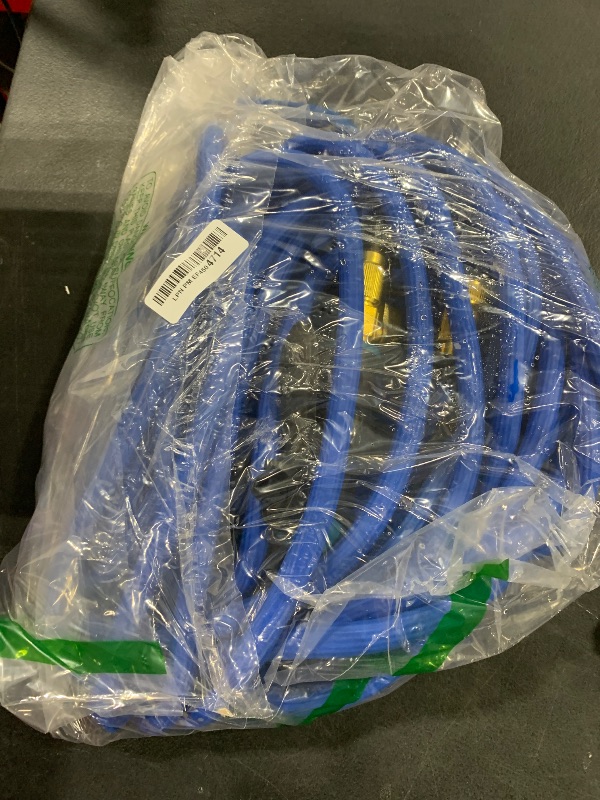 Photo 1 of Garden Hose, Water Hose 100ft with 10 Function Spray Nozzle, Water Hose No Kink Leakproof Easy to Move & Store (Blue)