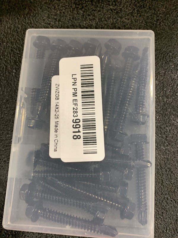 Photo 1 of #14 x 2 Hex Washer Head Self Drilling Screws, Self Tapping Sheet Metal Screws, 410 Stainless Steel, Black Finish, 25 PCS