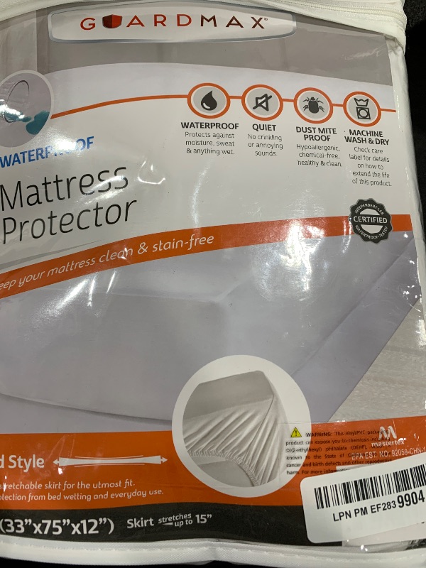 Photo 1 of Guardmax Jersey Knitted Cot Size Mattress Protector - Waterproof & Dust Mite Proof Mattress Cover with Stretchable Pockets - Soft, Comfortable, & Noiseless Waterproof Fitted Sheet.(33 x 75 X 12)