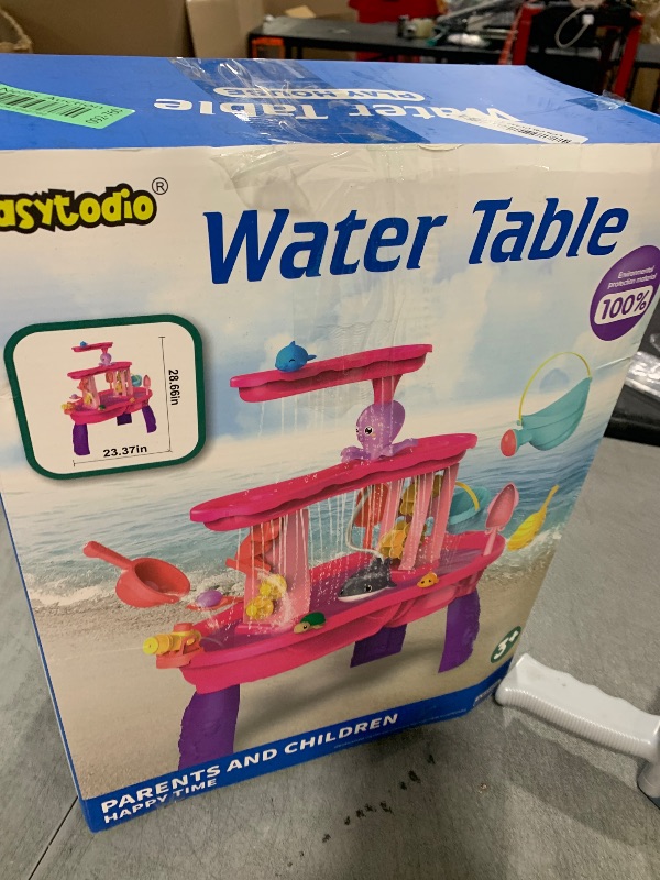 Photo 1 of Water Table for Toddlers 3-5 with Pump Kids Sand and Water Activity Sensory Play Table Outdoor Toys for Kids Ages 4-8 Summer Outside Beach Pool Backyard Toys Age 3 4 5 Year Old Boys Girls Gifts