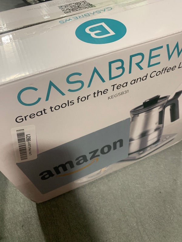 Photo 1 of CASABREWS KEG5831 Gooseneck Electric Kettle, Stainless Steel Glass with Temperature Control & Reservation Time Function, Pour Over Kettle for Coffee & Tea, Fast Boiling, Auto Shut-Off, 1200W/0.8L