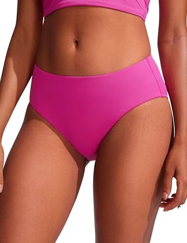 Photo 1 of CRZ YOGA Bikini Bottoms for Women Mid Rise Full Coverage Bathing Suit Swimsuit Basic Swim Briefs Hibiscus Purple Small 10
