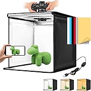 Photo 1 of Photo Light Box, 12/16/20/24/32 Inch Photography Light Box with CRI>95 120 Light Beads. Dimmable Shooting Tent Kit with White and Warm Light. 6 Color Backdrops Photo Booth for Studio Products Display
