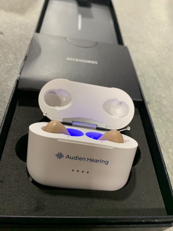 Photo 1 of Audien ATOM PRO 2 Wireless Rechargeable OTC Hearing Aid, Premium Comfort Design and Nearly Invisible