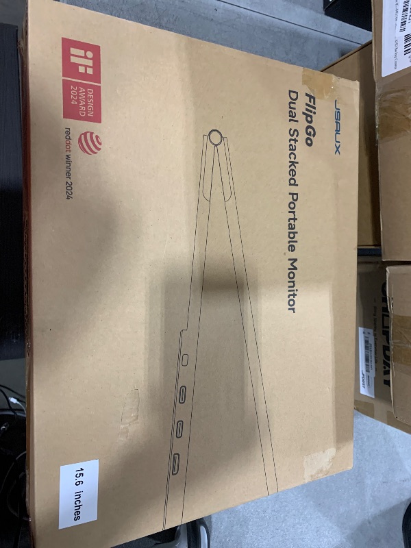 Photo 1 of JSAUX FlipGo Lite 15.6" Portable Dual Stacked Monitor, 1080P FHD IPS Laptop Screen Extender with Built-in Hub, Magnetic Design, No Driver Required, One Cable for Triple Monitor Setup (Windows Only)