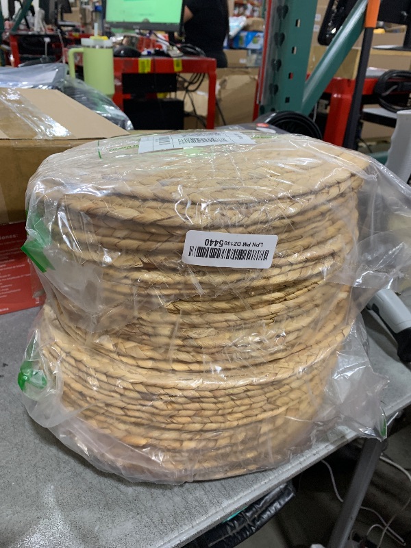 Photo 1 of FoldTier 40 Pcs Round Placemats Bulk Plate Chargers Set 11. 8 Inch Woven Placemat Rustic Braided Straw Rattan Charger Natural Water Hyacinth Place Mat for Wedding Party Table Single Tableware Use