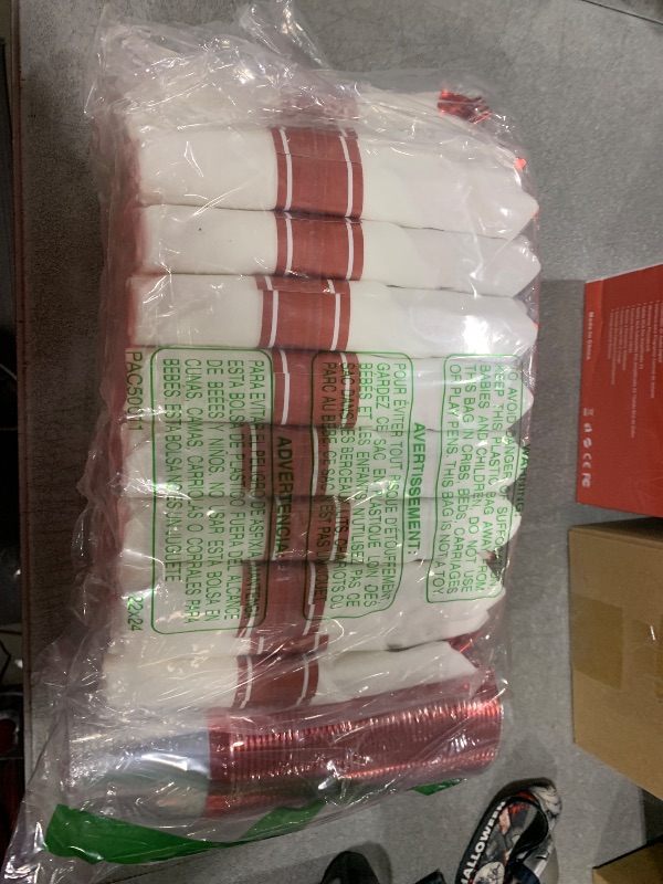 Photo 1 of BESTSTAR 350PCS Clear & Red Disposable Party Set for 50 Guests - 100 Plates, 50 Cups, 50 Napkins & Plastic Cutlery